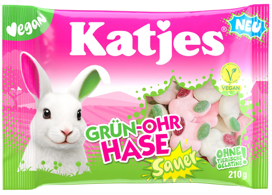 Katjes – Lapin aux oreilles vertes acidulé 210 g